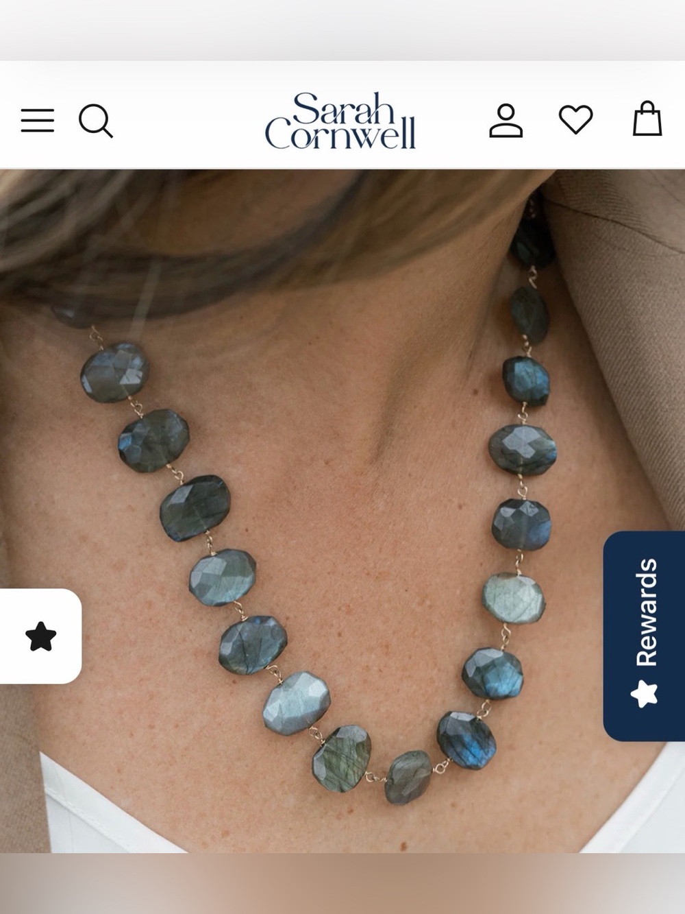 Sarah Cornwell Jewelry Labradorite Faceted Station Necklace